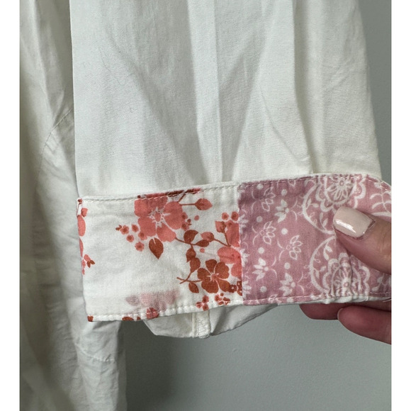 Anthro Maeve M Patchwork Boho Paisley Tunic Button Top 3/4 Slv Cottagecore A49 - Picture 4 of 8